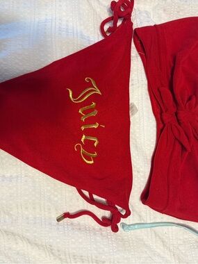 Juicy Couture Red Bikini Top with Gold Logo